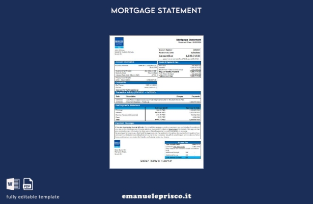 stile verificato Modello di estratto conto del mutuo bancario della banca Fiji B